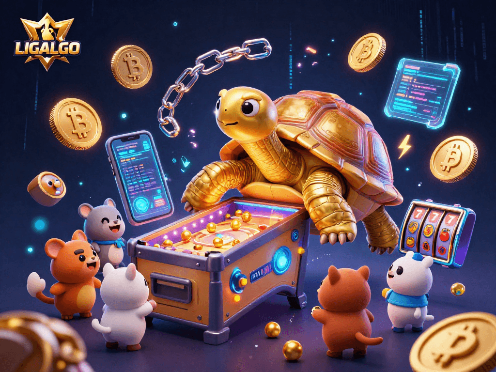 LIGALGO enhances your play with a vibrant 3D casino illustration, brimming with dynamic elements and excitement.