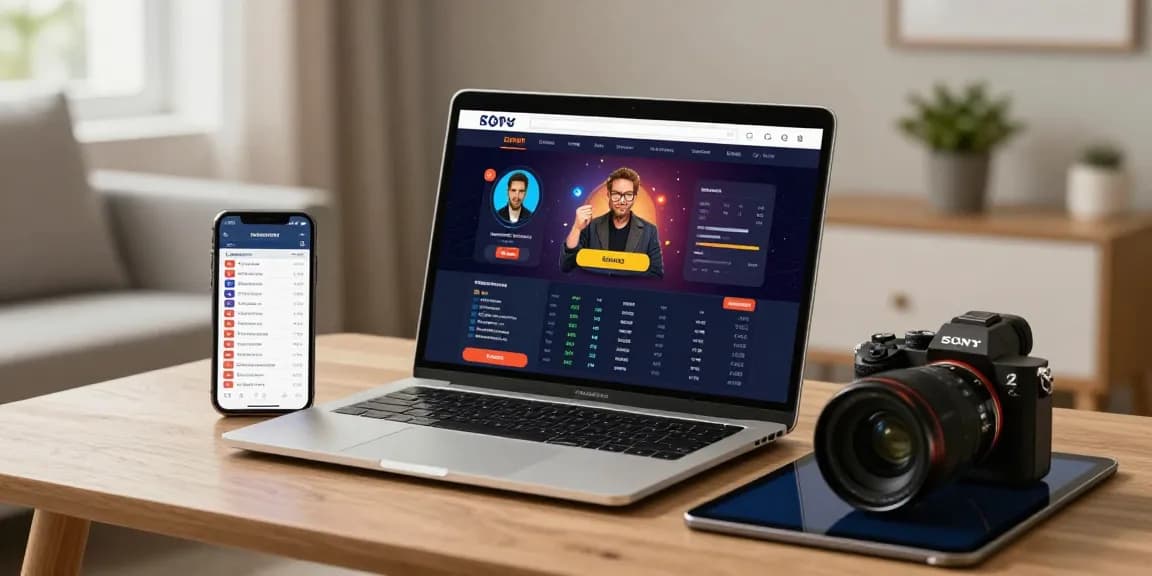 Antarmuka ratutogel link ditampilkan di laptop dengan smartphone dan tablet, menciptakan suasana nyaman dalam permainan togel online.