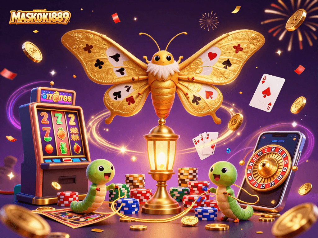 Experience vibrant gaming with MASKOKI889's ultra-detailed casino scene featuring jackpot excitement and stunning visuals.