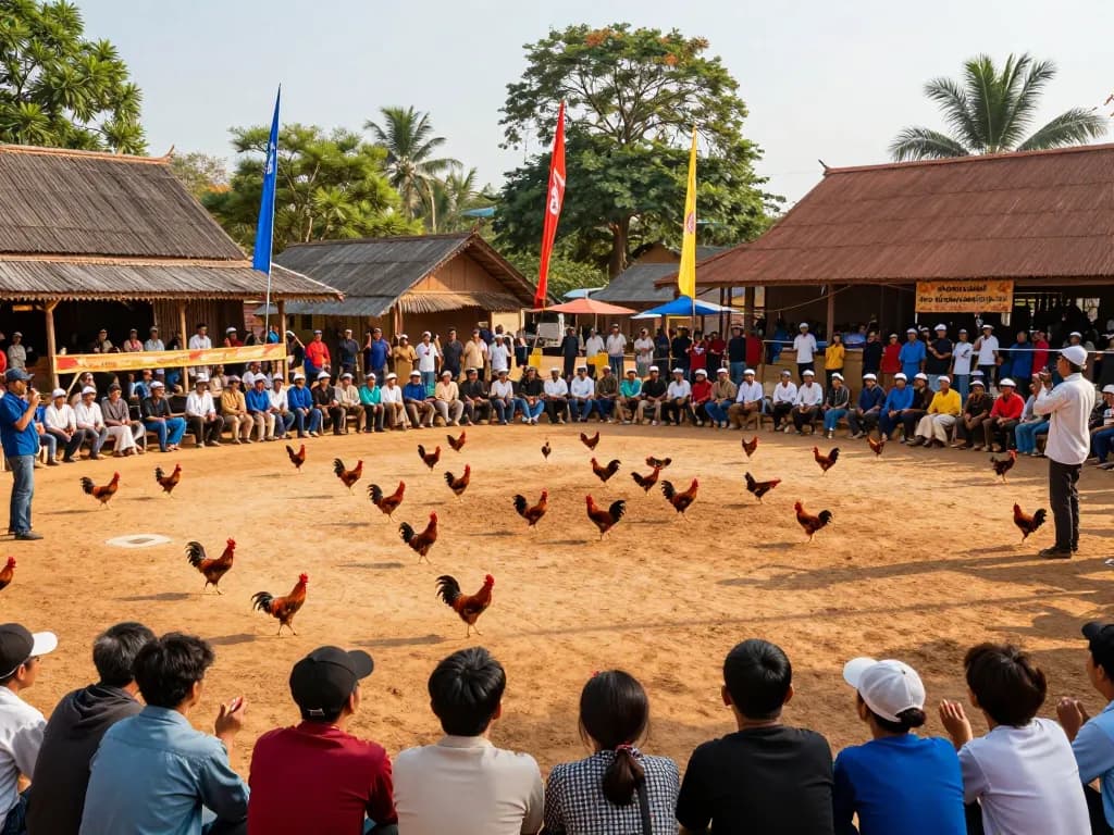 Xem sự kiện Phát sóng trực tiếp đá gà ghi lại sự hứng khởi của môn đá gà truyền thống.