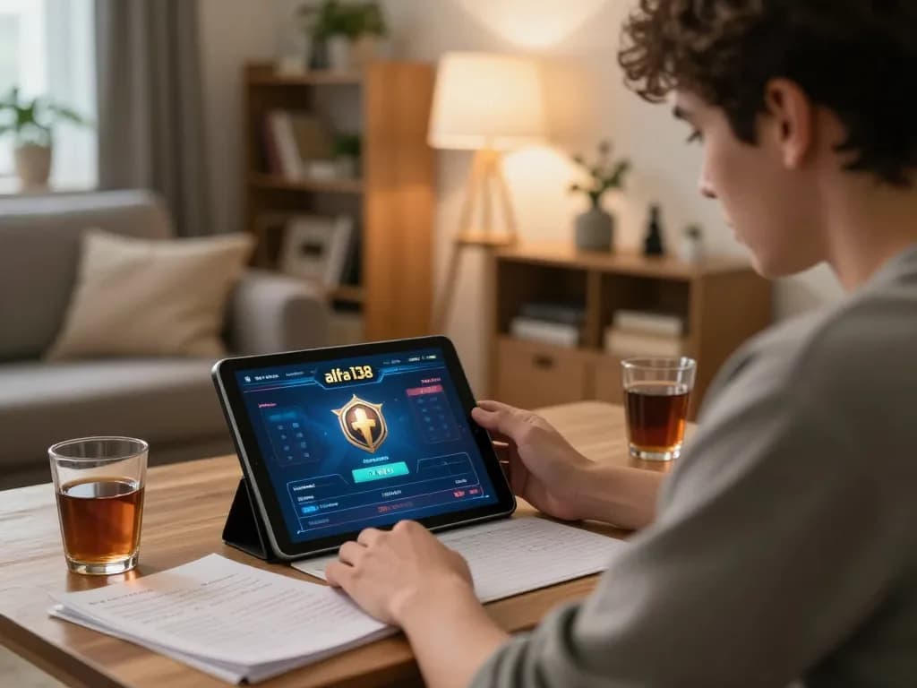 Pemain menggunakan aplikasi alfa138 untuk perjudian online dalam lingkungan rumah yang nyaman.