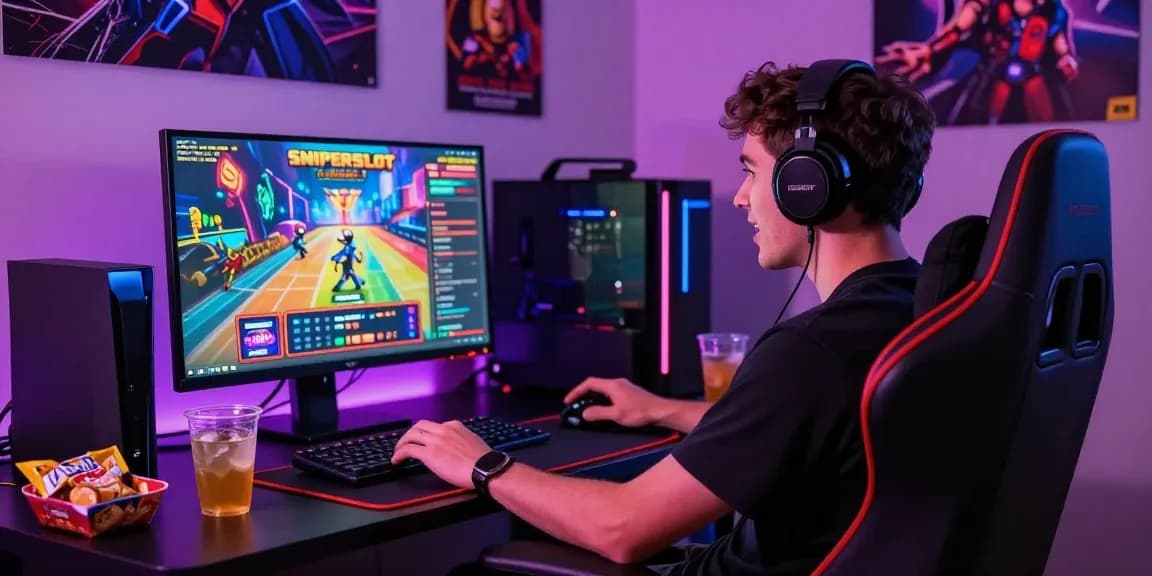 Immersive SNIPERSLOT gaming scene showcasing player excitement and vibrant atmosphere.