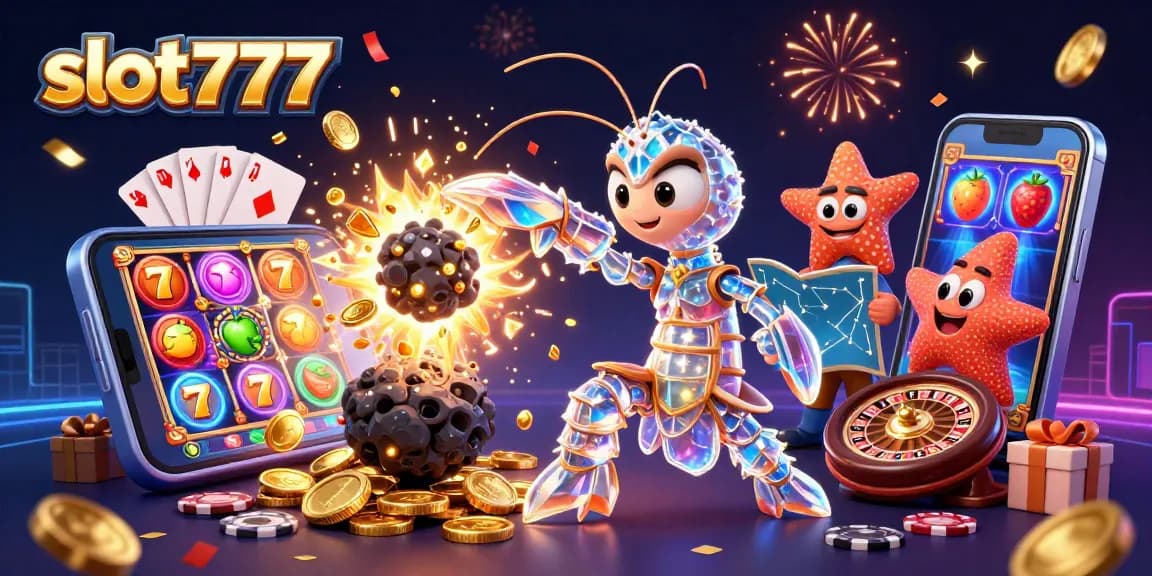 Play slot777 and win big as a galactic mantis shrimp bursts through gems and coins!