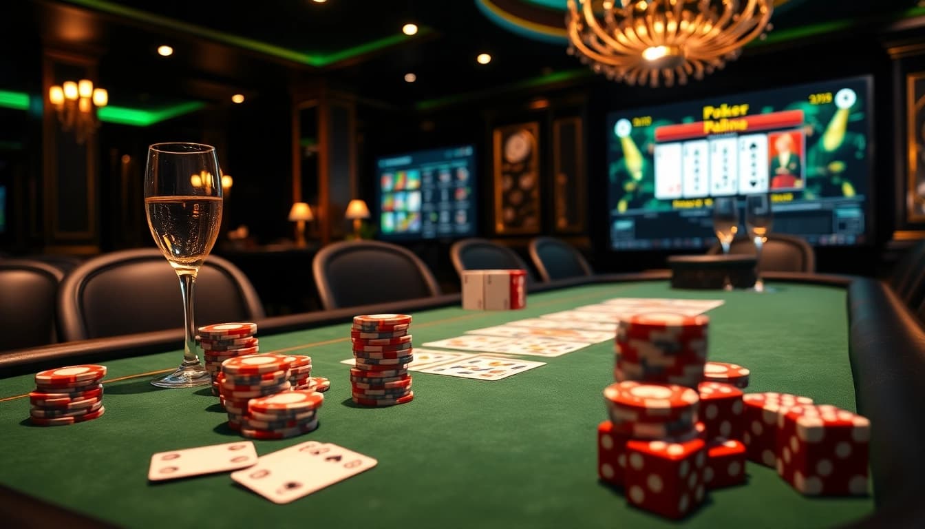 Enjoying a thrilling poker online session at a luxurious casino table.