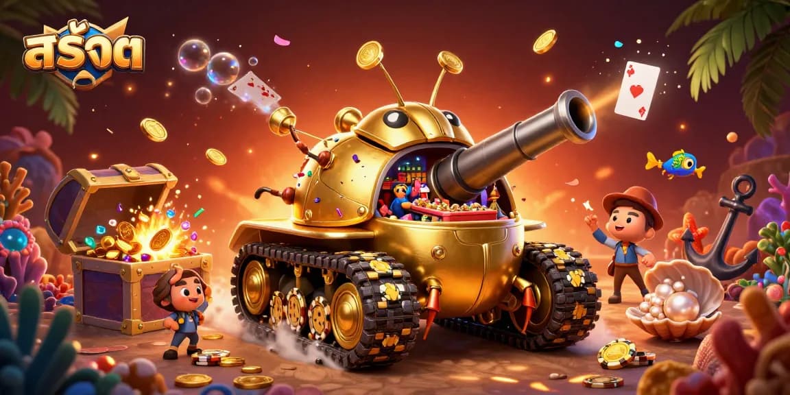 Experience excitement with สล็อต at a vibrant, miniature casino in a golden beetle tank.