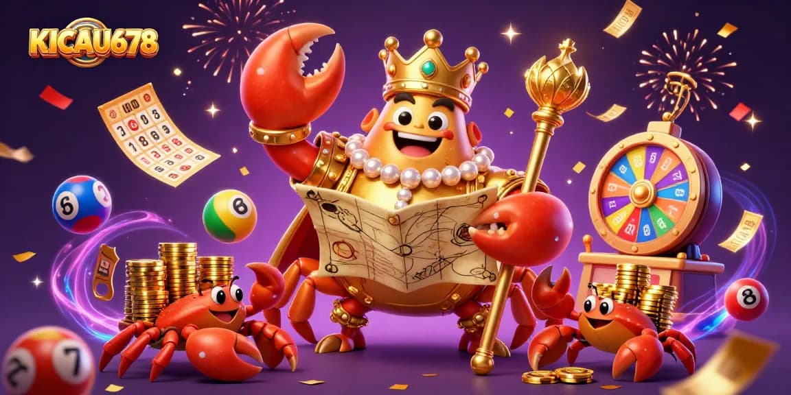 KICAU678 showcases the dynamic gaming environment with a golden crab empress and vibrant game elements.