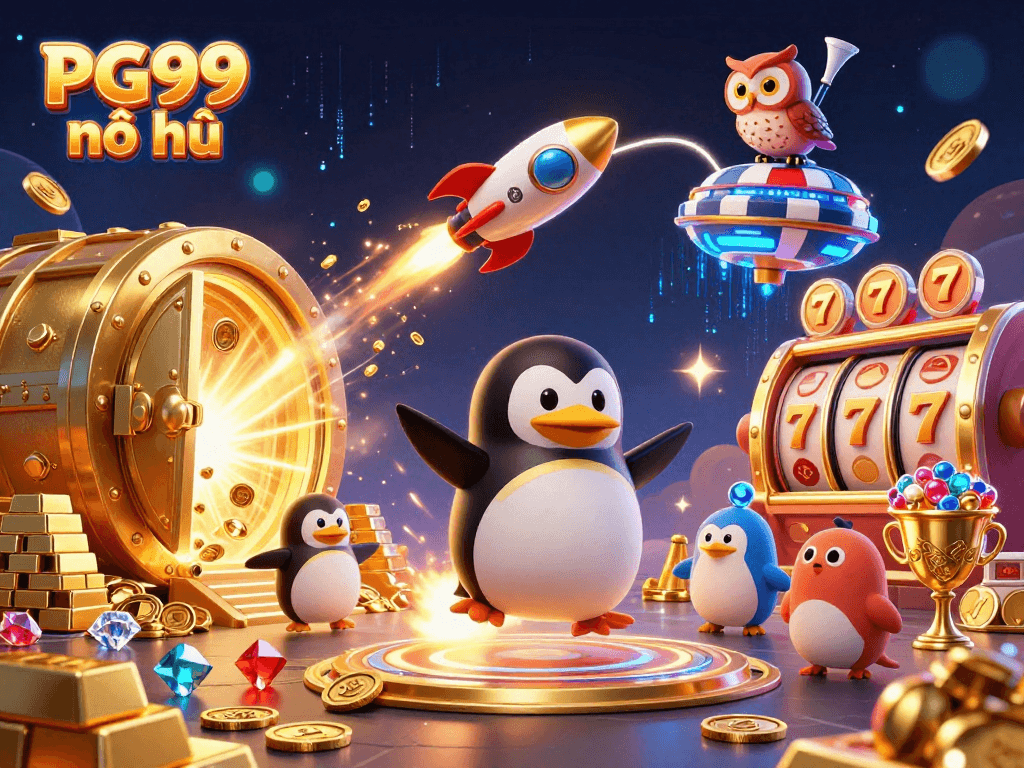 Experience PG99 nổ hũ with thrilling jackpot slots and casino excitement in a vibrant 3D scene.