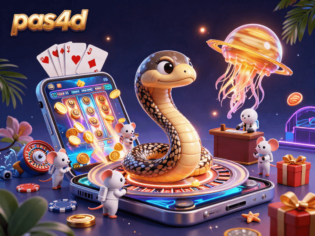 Menangkan permainan pas4d dengan ilustrasi 3D gulungan slot dan dealer mendalam.