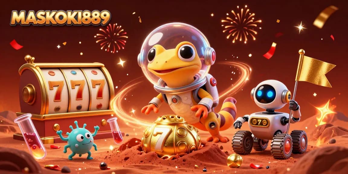 Engage in thrilling casino adventures with MASKOKI889 as a Martian gecko discovers a buried casino!