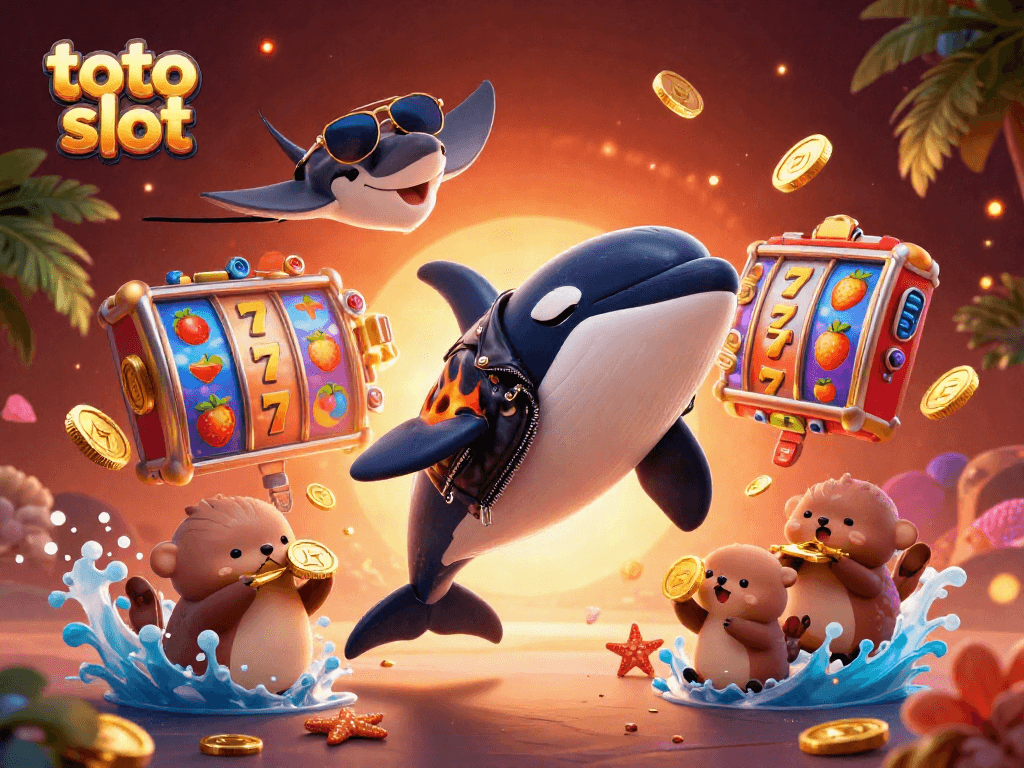 Mengoptimalkan pengalaman bermain toto slot dengan orca, stingray, dan berang-berang laut yang memegang koin emas.