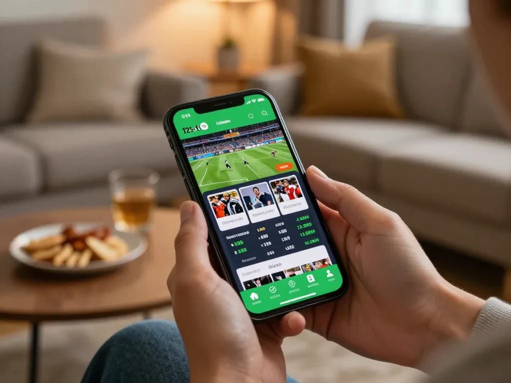 Đặt cược vào các môn thể thao trực tiếp bằng ứng dụng 12bet trên điện thoại thông minh trong một không gian ấm cúng tại nhà