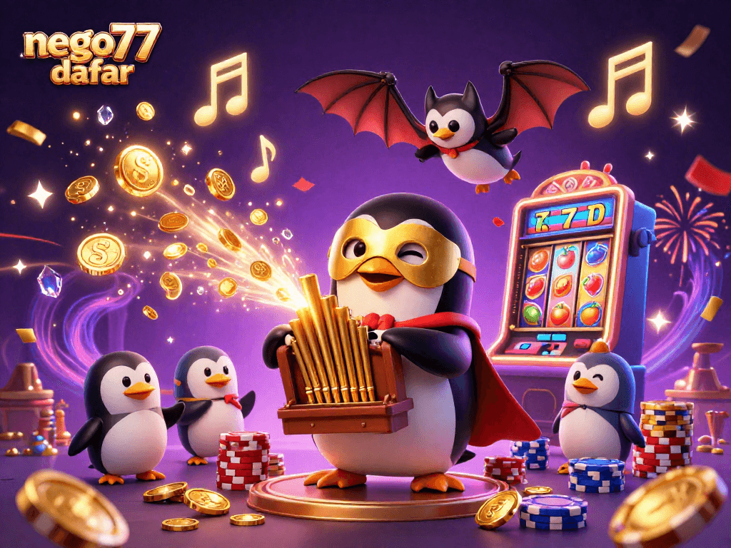 Experience thrilling gameplay with nego77 daftar at the center of a vibrant 3D casino scene.