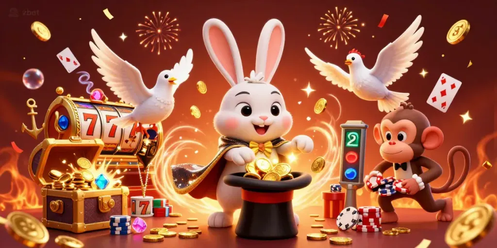 Experience the thrill of zbet with a magician rabbit, diving into a vibrant casino world of winning opportunities.