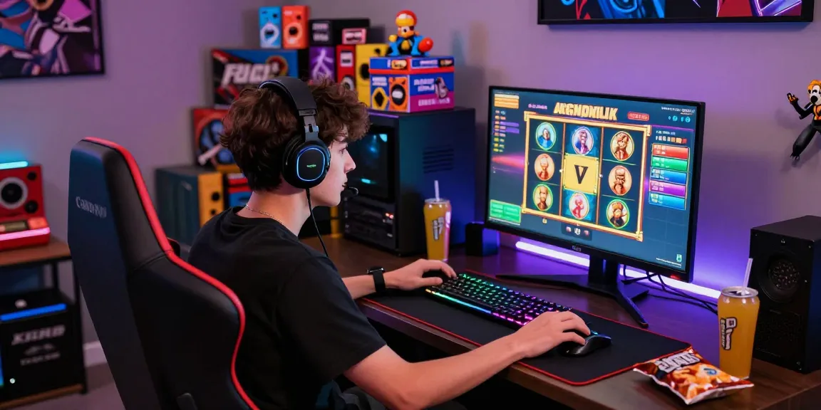 Pengguna bermain slot dalam suasana gaming modern yang menarik.