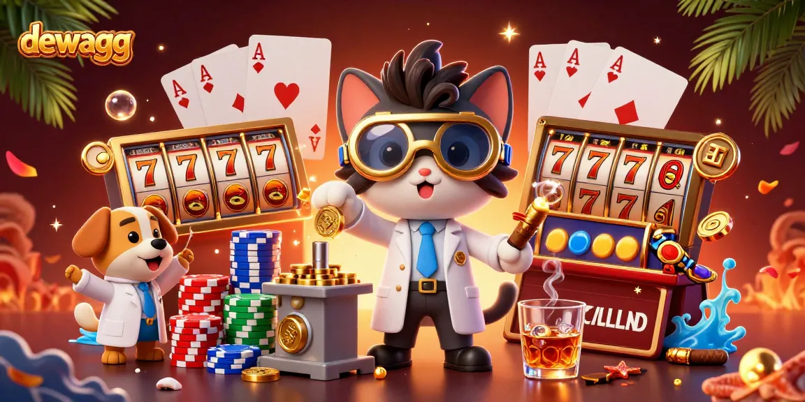 Experience thrilling wins at dewagg with a vibrant 3D casino scene featuring various gaming elements.