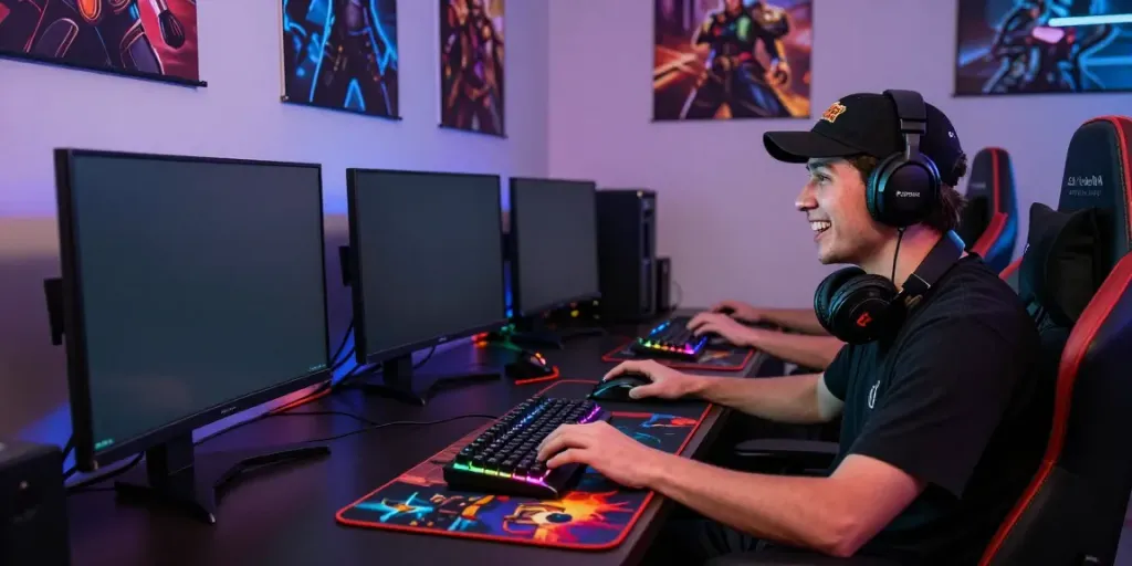Gamer fokus menggunakan bukumimpi138 link di lingkungan gaming yang dinamis.