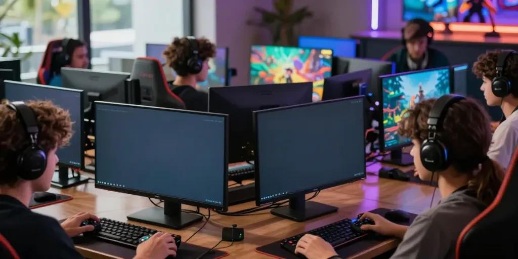 Exciting gaming scene showcasing diverse players immersed in H19 online gaming platform.