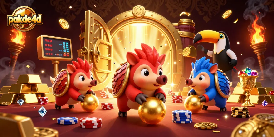 Experience pakde4d with vibrant pangolins bowling through poker chips in a lavish casino scene.