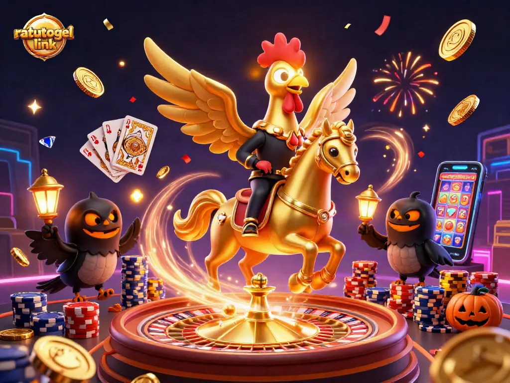 Experience the thrilling ratutogel link in a dazzling casino with vibrant characters and sparkling game elements.