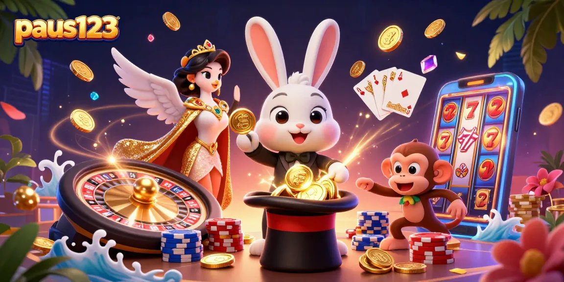 Pemain paus123 menikmati keberuntungan dengan koin emas dan permainan slot seru di dunia casino.