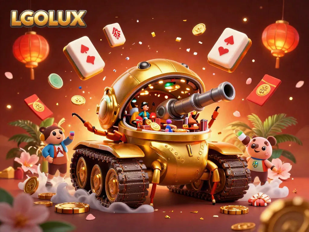 Experience the excitement of LGOLUX with a vibrant illustrated casino scene brimming with energy and detail.