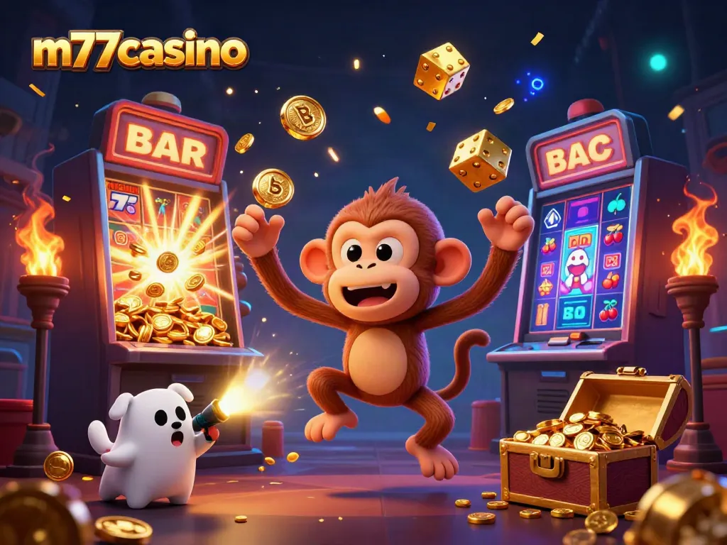 m77casino menampilkan kasino bertema hantu dengan karakter monyet dan anjing, memukau para pemain