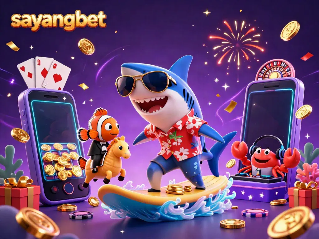 Experience winning slots with sayangbet featuring vibrant underwater characters and casino elements.