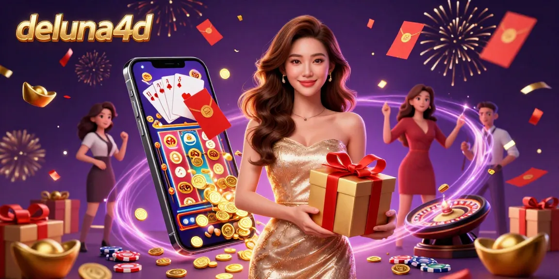 Experience deluna4d's thrilling lottery games with vibrant winning moments and festive elements.