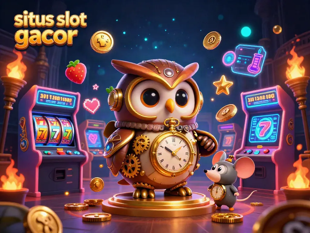 Gim situs slot gacor menampilkan karakter burung hantu dan tikus dalam suasana kasino