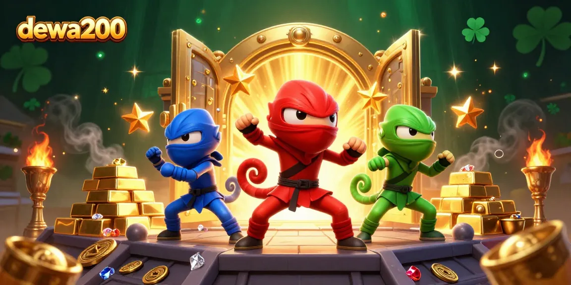 Tim ninja chameleon berwarna dari dewa200 menampilkan aksi permainan kasino dengan banyak emas