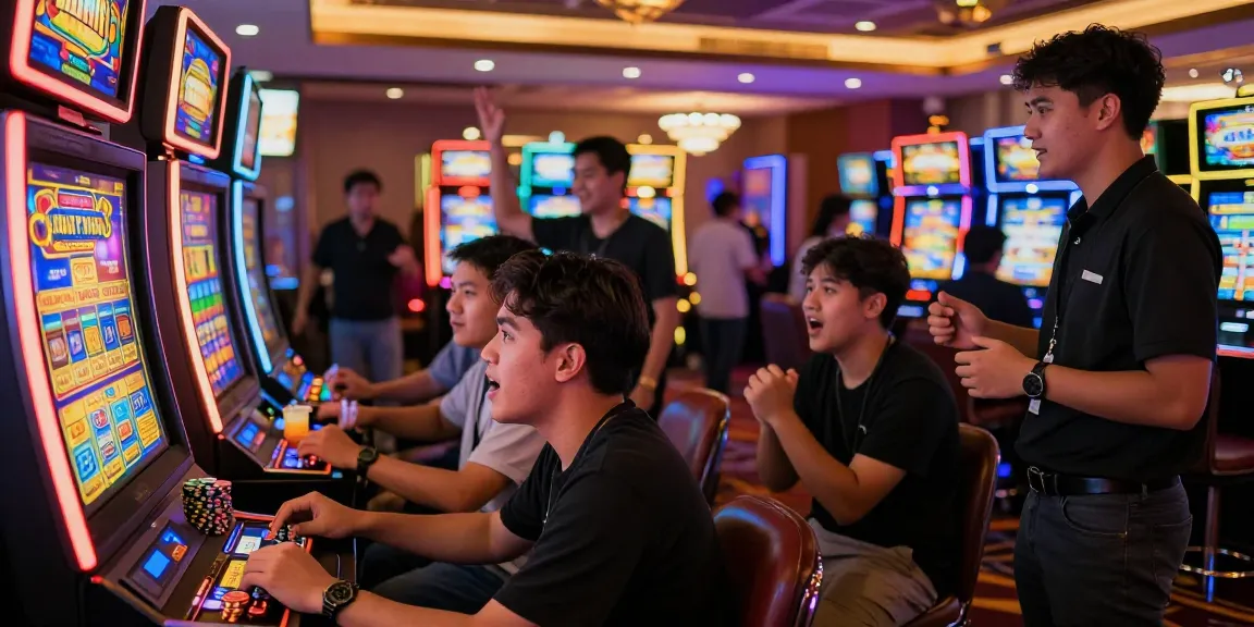Exciting slot gacor gaming experience with players at a vibrant casino.