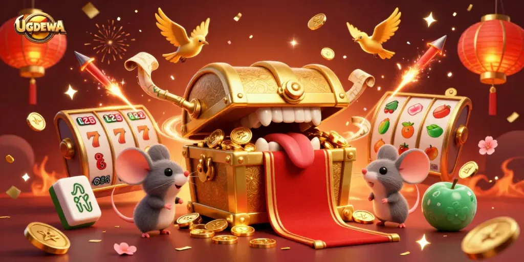 Spin and win with UGDEWA's dynamic slot experience, featuring vibrant game elements and engaging visuals.