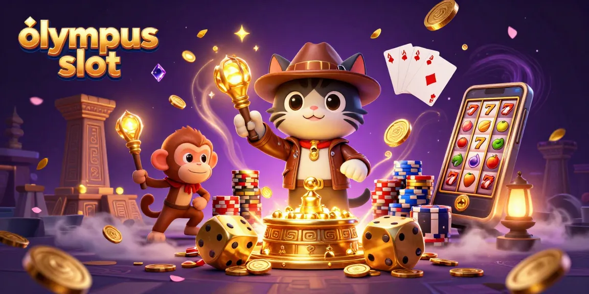 Jelajahi olympus slot dengan kucing arkeolog 3D dan monyet temannya di dunia kasino.