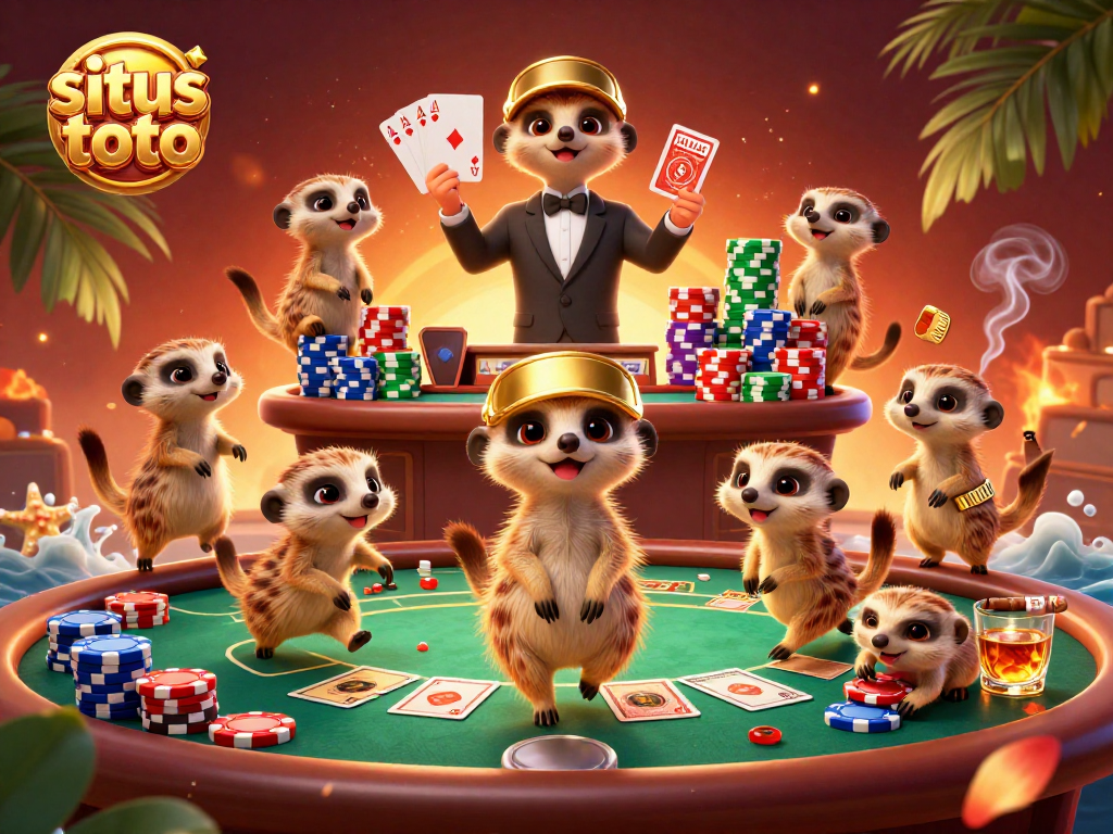 Mengamankan kemenangan di situs toto dengan koloni meerkat bermain poker di kasino imersif.