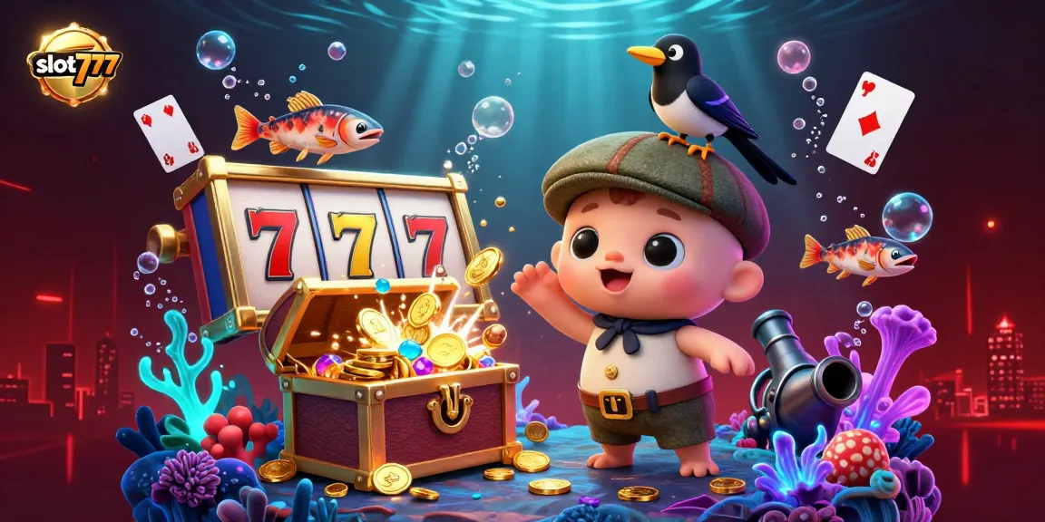 slot777 menang dengan slot gacor, ilustrasi hewan lucu dan permainan kasino yang menarik