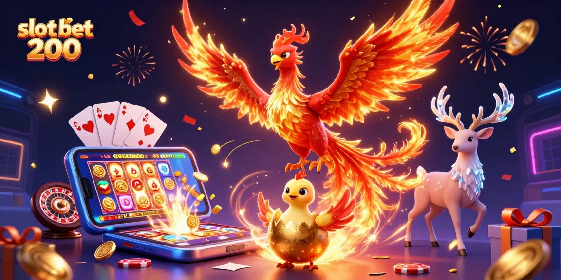 Menggandakan keseruan dengan slot bet 200 yang menampilkan karakter phoenix yang berapi-api dan elemen permainan kasino lainnya.