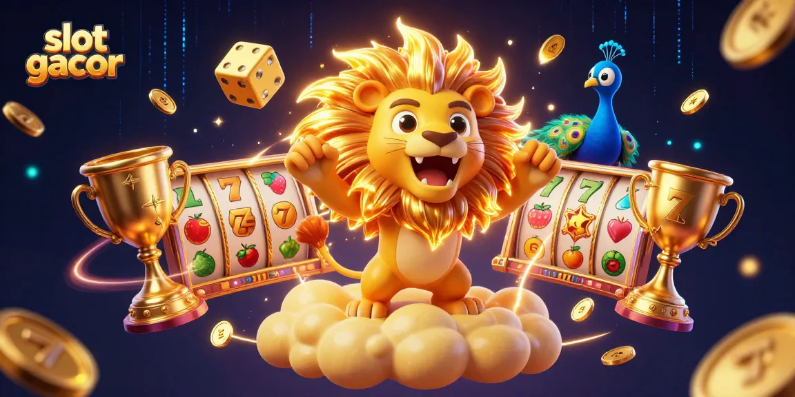 Menggandakan slot gacor dengan visual yang kaya, lion matahari 3D dan elemen jackpot.