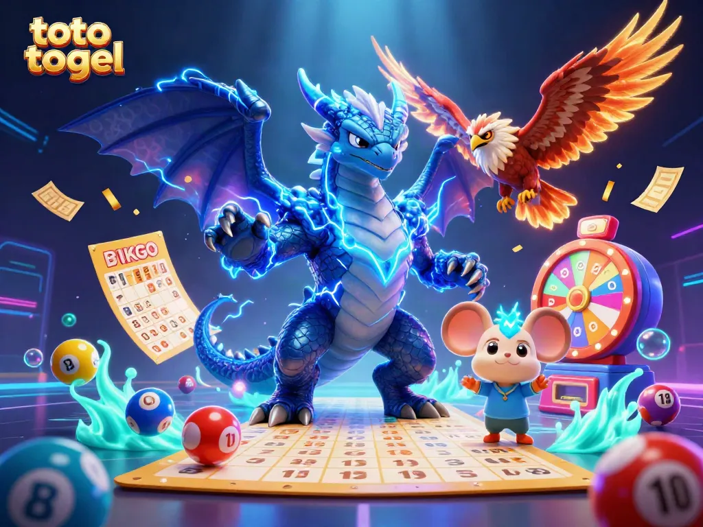 Experience excitement with toto togel as thunderous characters unleash dynamic lottery fun in this vibrant scene.