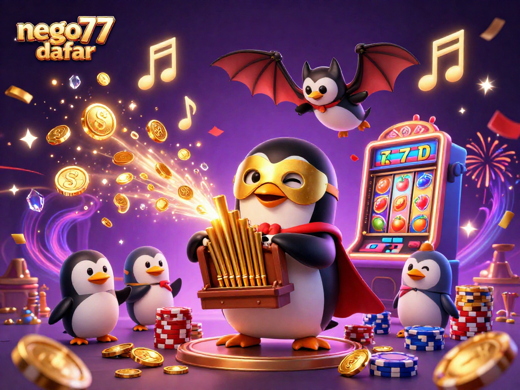 Experience thrilling gameplay with nego77 daftar at the center of a vibrant 3D casino scene.