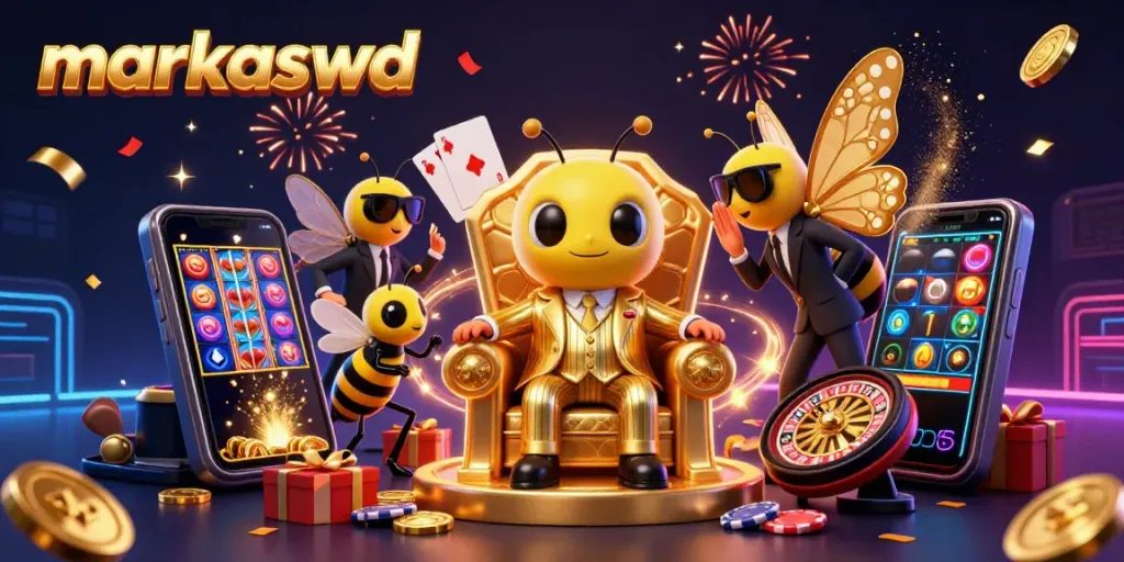 Engage in thrilling gameplay with markaswd as a whimsical bumblebee mob boss leads a colorful casino scene.