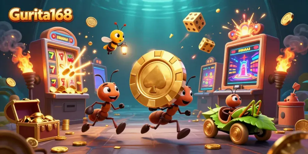 Menggandakan keseruan bermain dengan Gurita168 dan chip poker emas yang besar dalam ilustrasi 3D