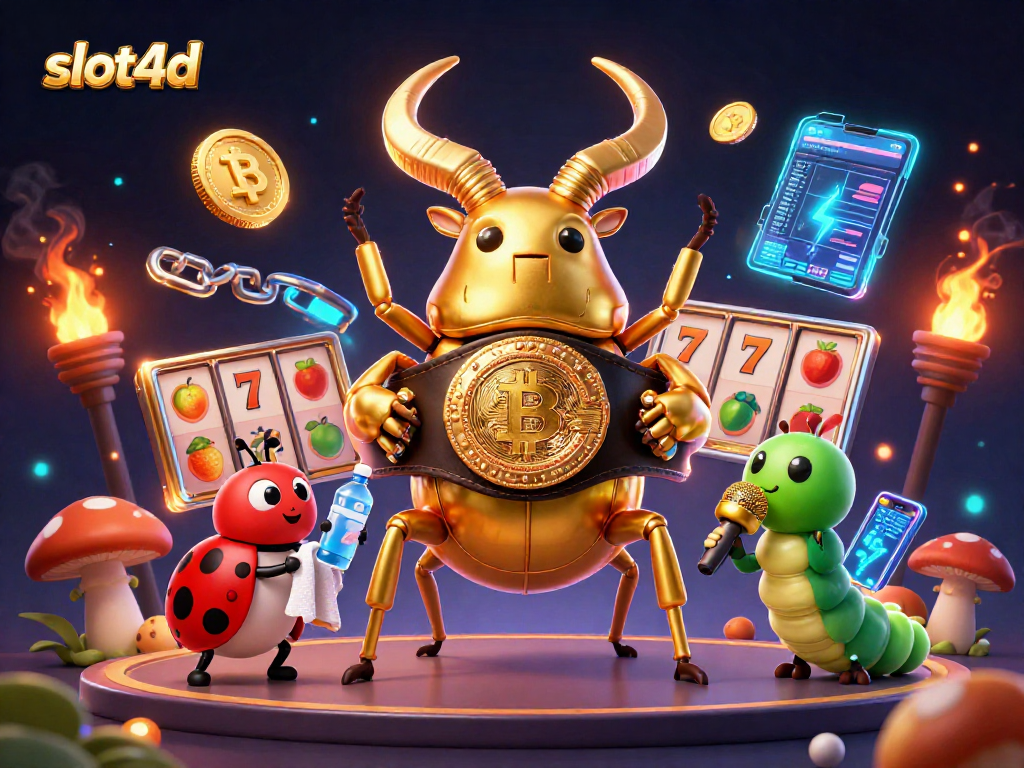 Taruhan slot4d dengan karakter menarik dan elemen kasino penuh warna.