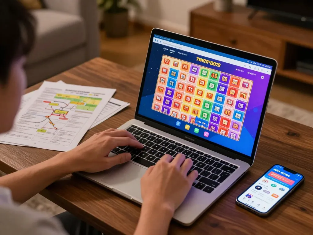 Engaging in xổ số 789win gaming at home using a laptop and smartphone for optimal lottery strategy