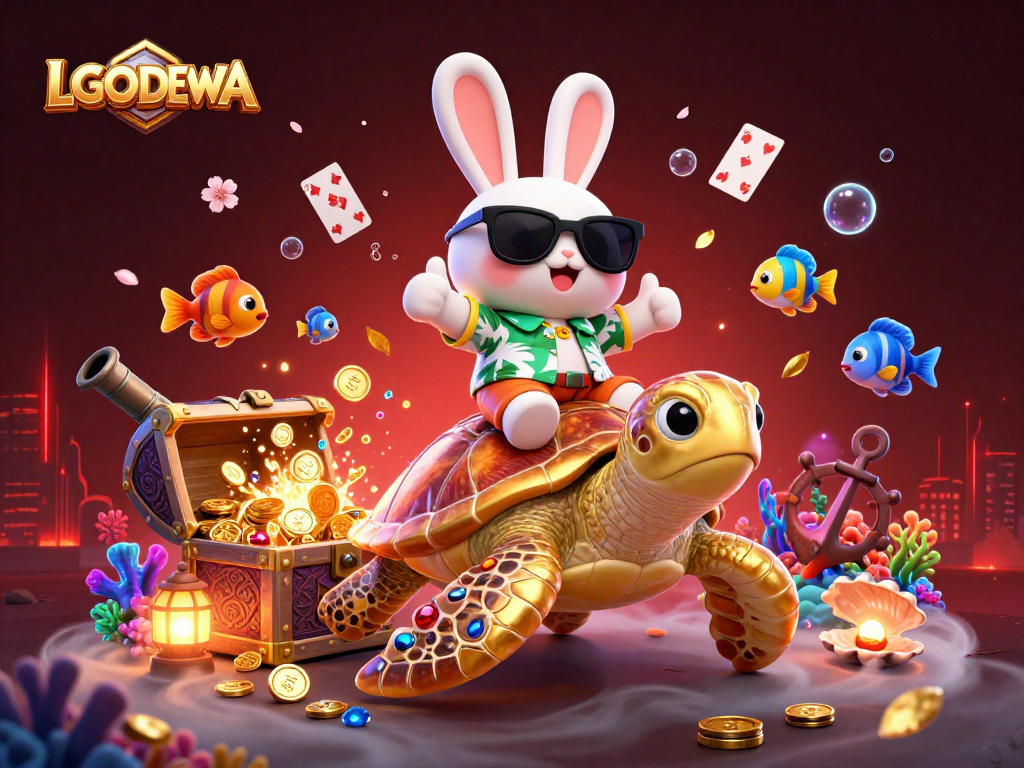Experience exciting gameplay with LGODEWA's vibrant treasure-filled underwater scene.
