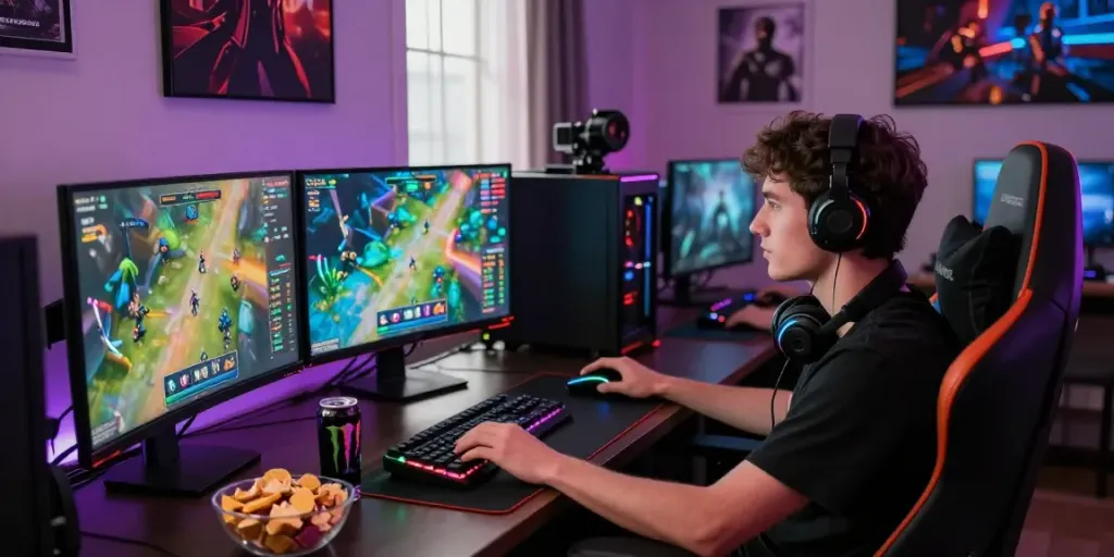 Gamer menikmati pengalaman kediritoto di ruang permainan yang dinamis.