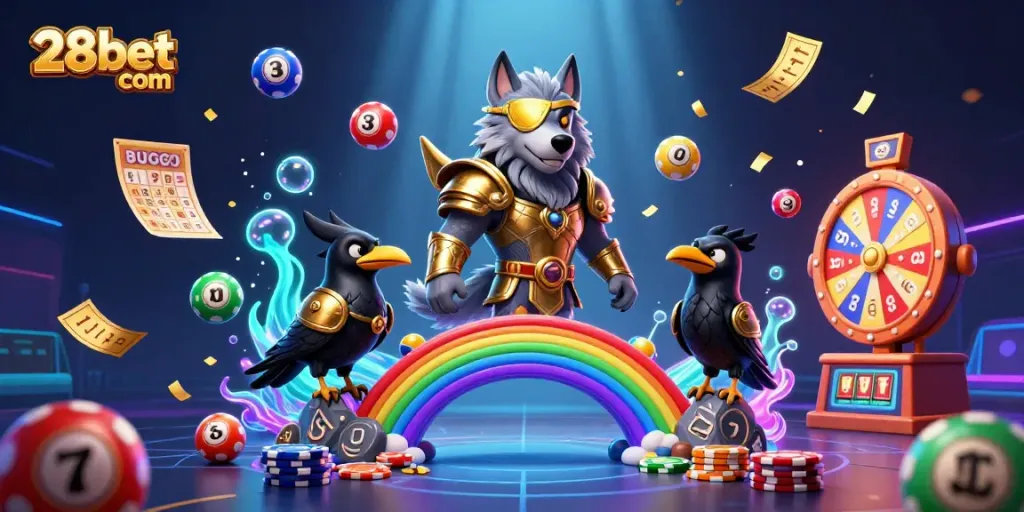 Experience thrilling gaming at 28bet com with vibrant lottery balls and golden prizes.