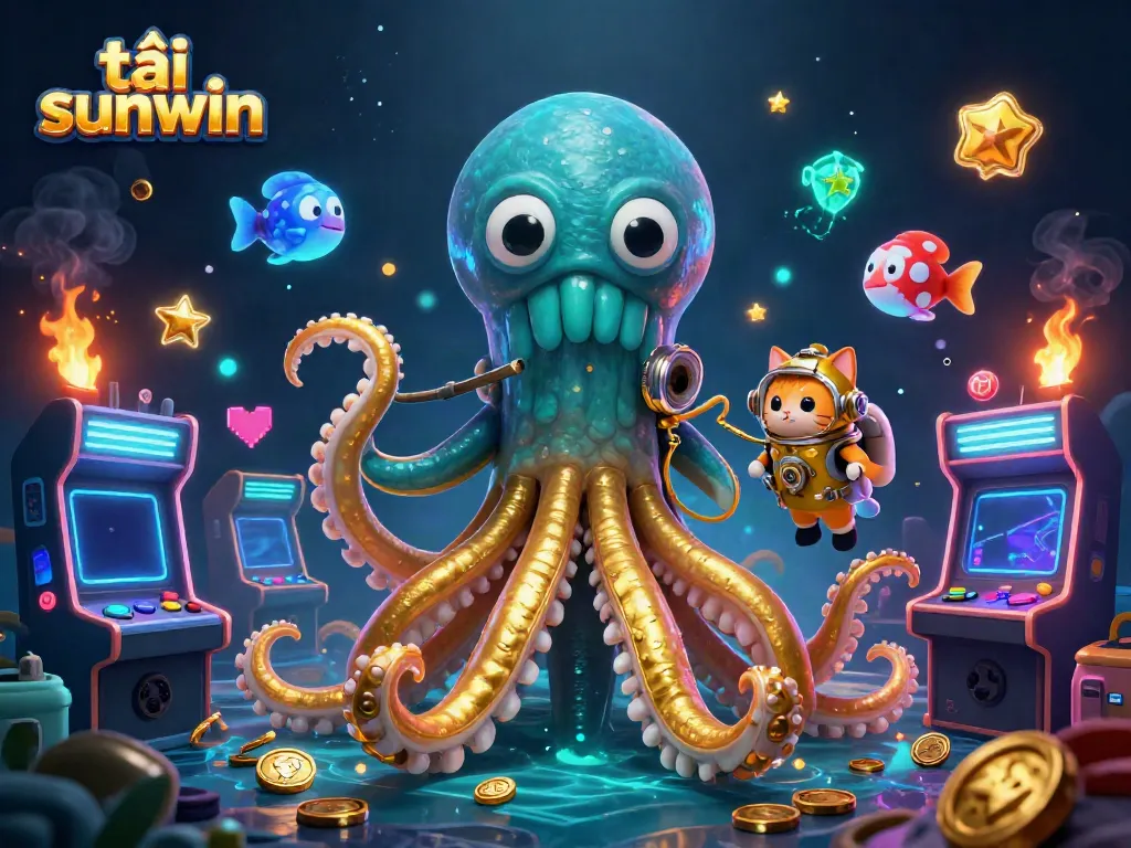 Play exciting games at tải sunwin with captivating 3D kraken and treasure theme.