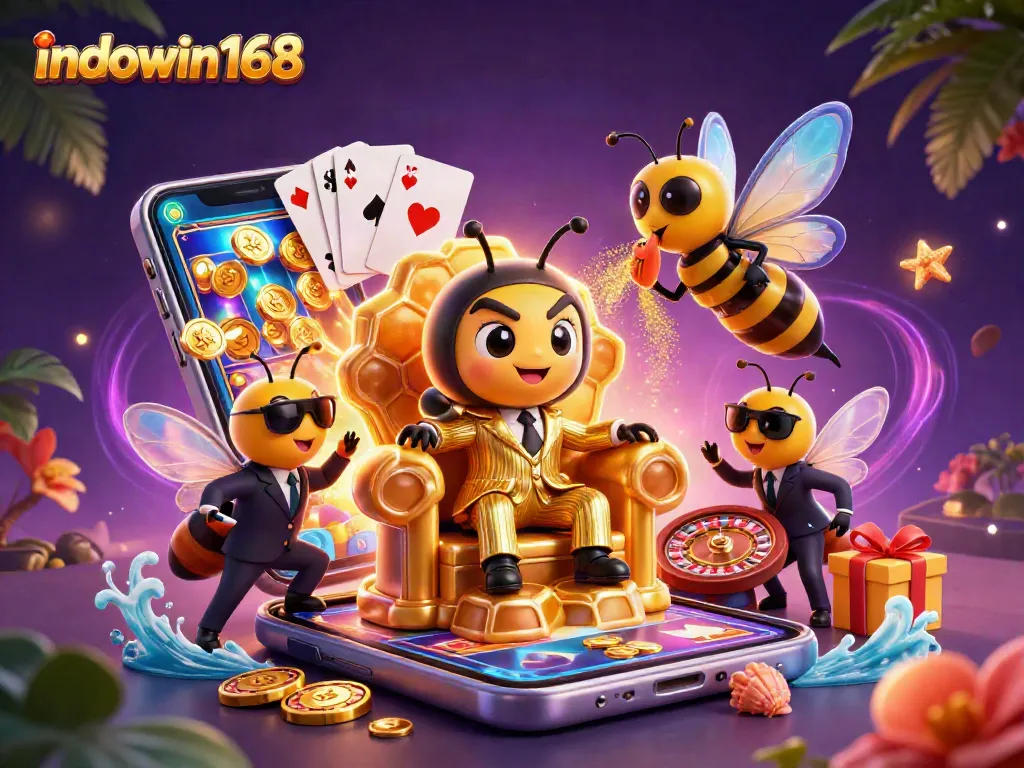 Experience winning at indowin168 with vibrant casino characters and games in an engaging, dynamic scene.