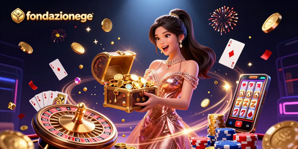 Join the excitement of fondazionege, where a treasure chest of wins awaits in a vibrant casino scene.