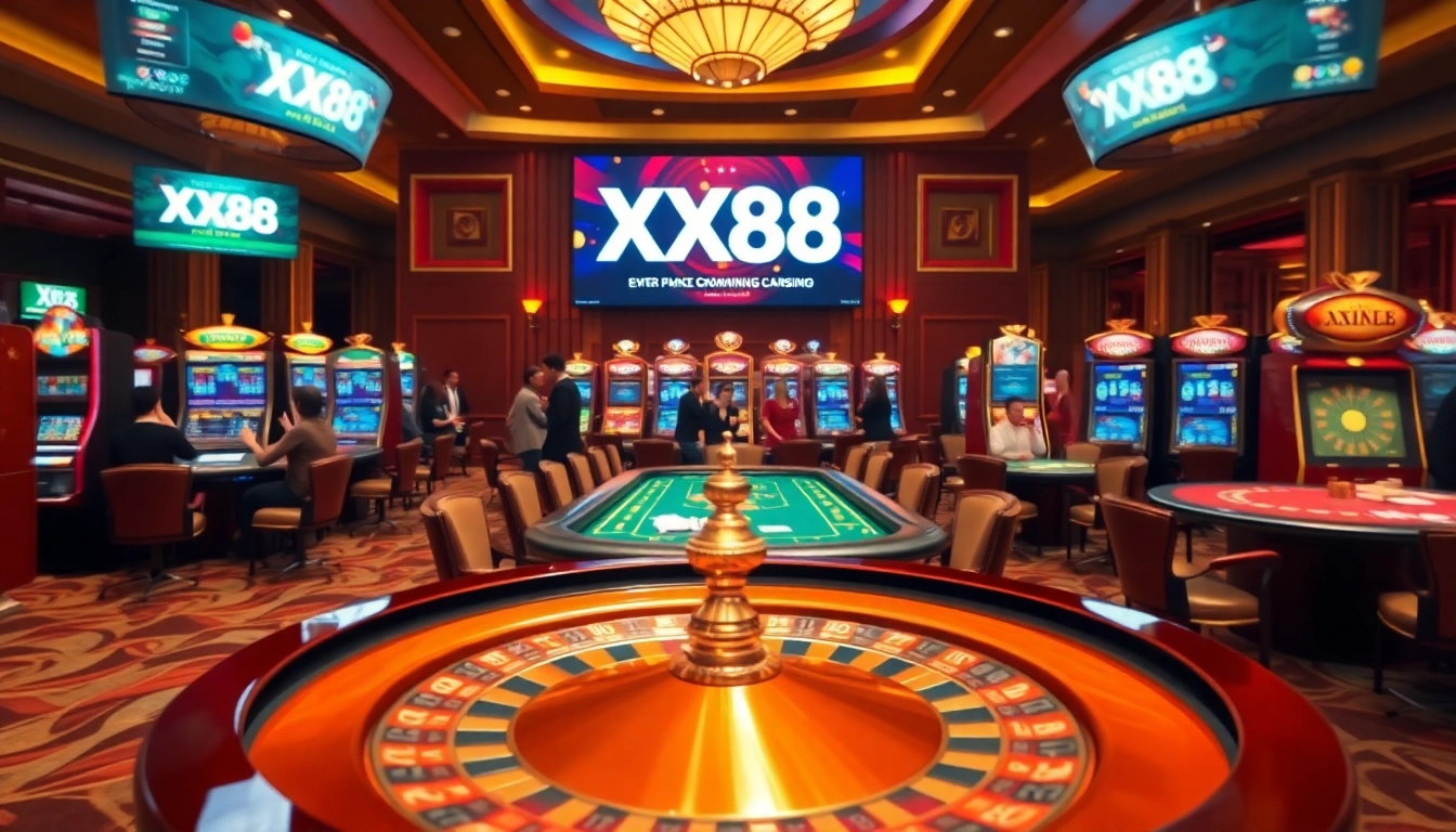 Experience thrilling gambling action at XX88 casino with vibrant tables and exciting games.